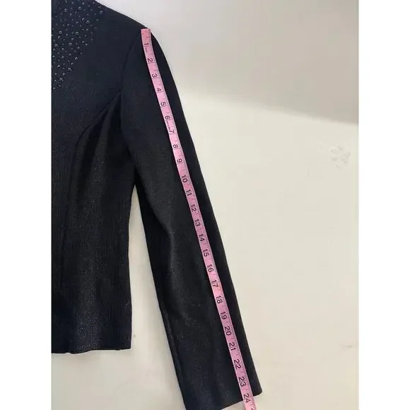 St. John Dress & Jacket Set Sz 6 Black Embellished Knit Evening Outfit - Picture 13 of 16